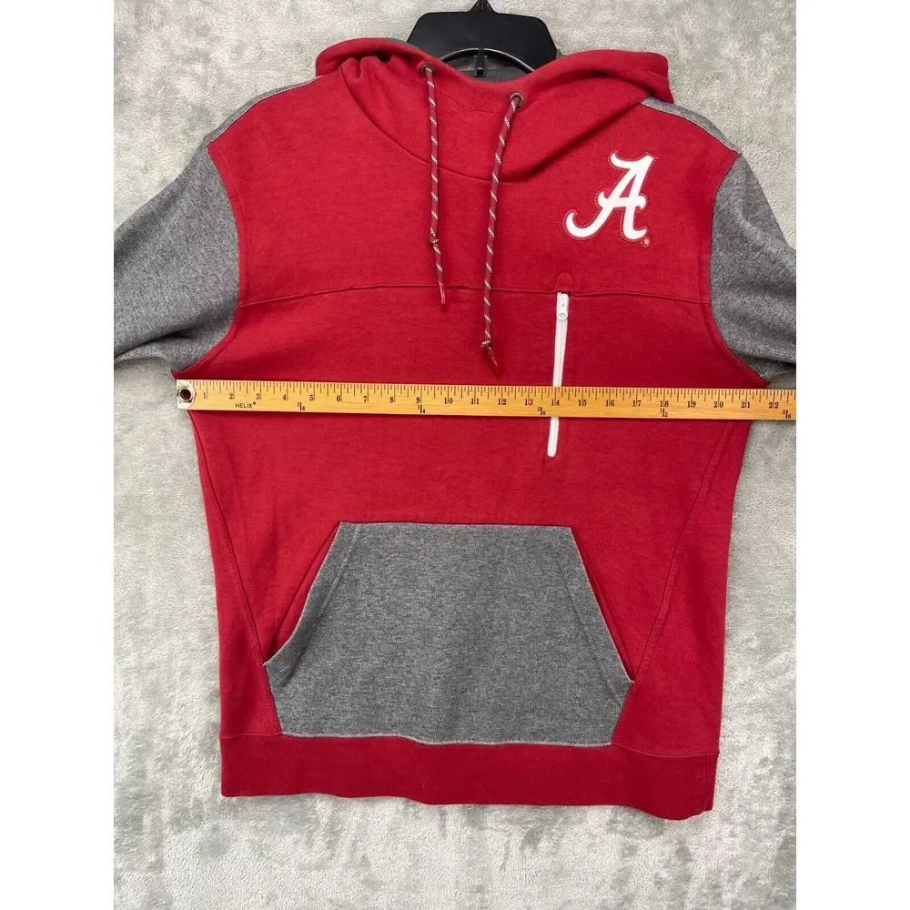 Nike Alabama Crimson Tide Men's Pullover Hoodie Medium Red Grey‎ Zip Pocket Logo